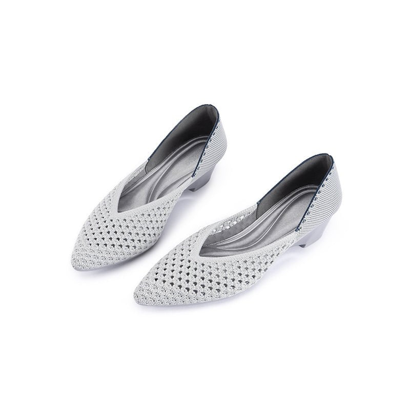 Open Weave Pointed Toe Wedge Work Shoes – Breathable Mesh Knit Commuter Pumps