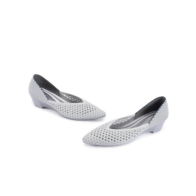 Open Weave Pointed Toe Wedge Work Shoes – Breathable Mesh Knit Commuter Pumps
