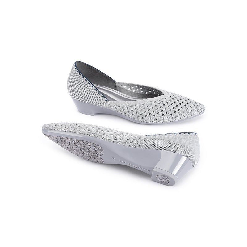 Open Weave Pointed Toe Wedge Work Shoes – Breathable Mesh Knit Commuter Pumps
