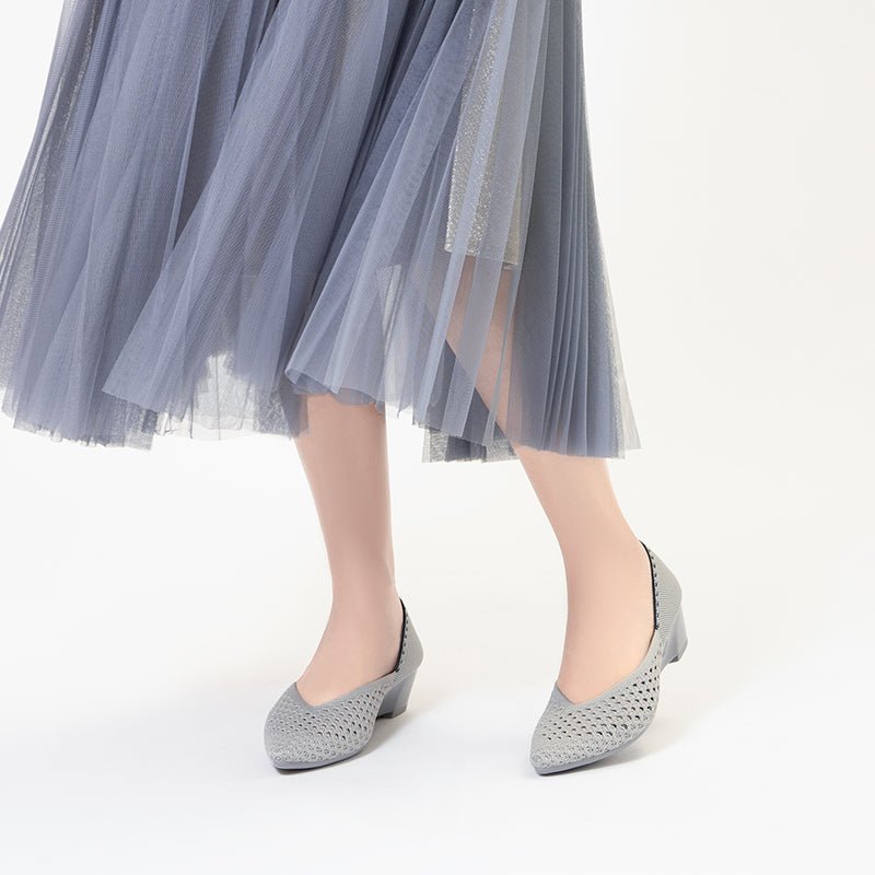 Open Weave Pointed Toe Wedge Work Shoes – Breathable Mesh Knit Commuter Pumps