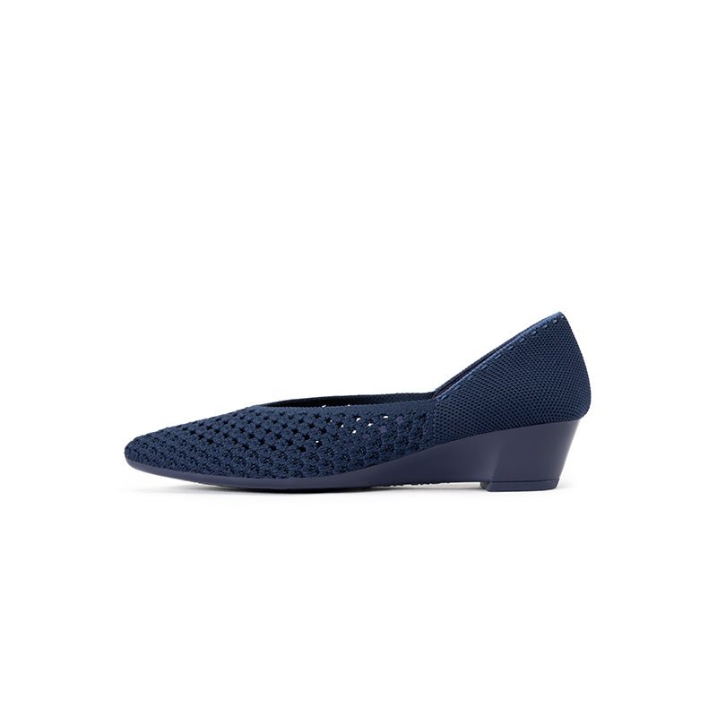 Open Weave Pointed Toe Wedge Work Shoes – Breathable Mesh Knit Commuter Pumps