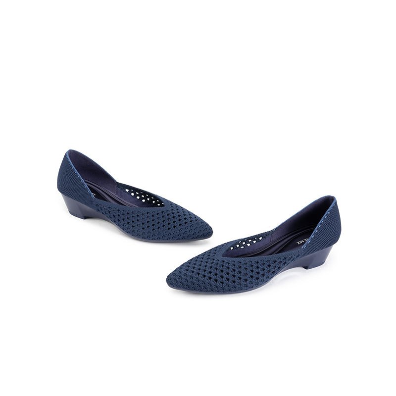 Open Weave Pointed Toe Wedge Work Shoes – Breathable Mesh Knit Commuter Pumps