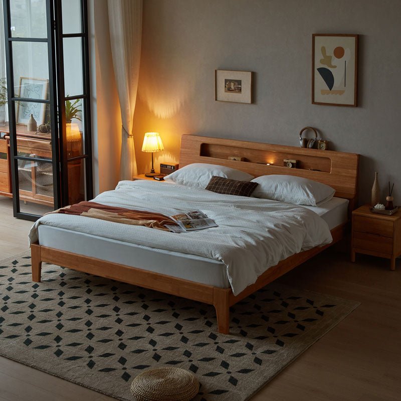 Organic Solid Wood Bed with Mattress Set - 0cm