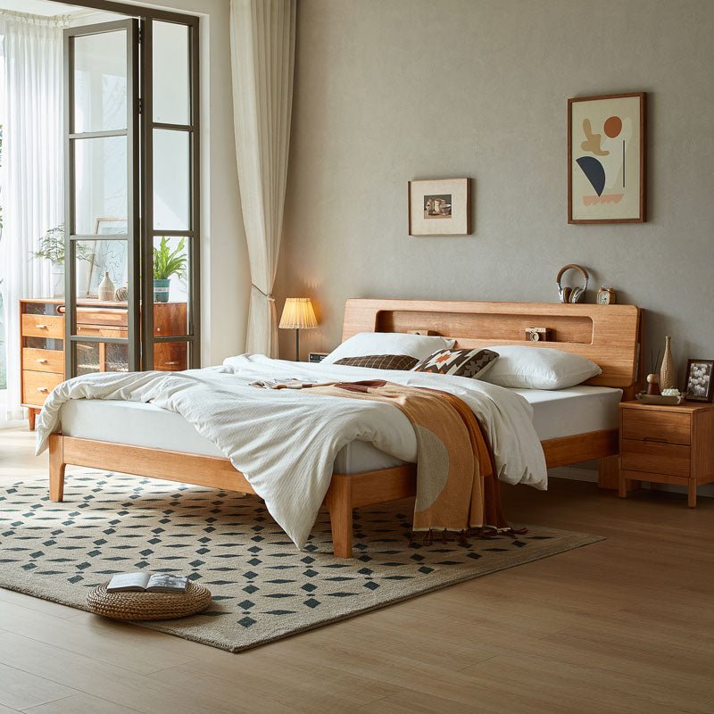 Organic Solid Wood Bed with Mattress Set - 0cm