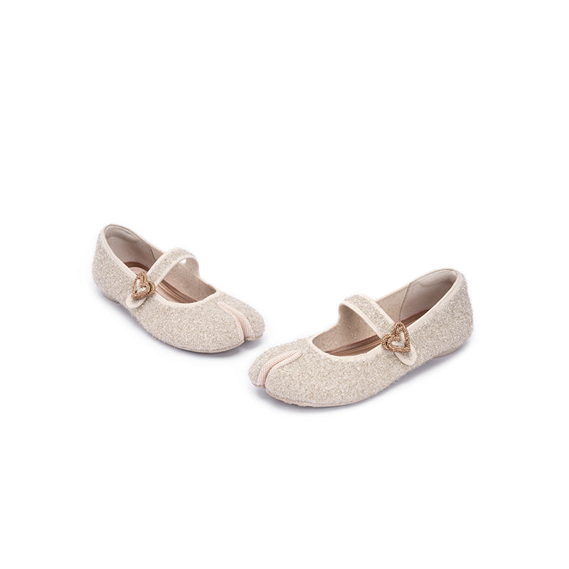oriental split toe mary jane flat shoes all cream 3