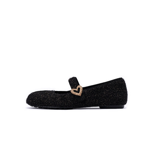 Oriental Split Toe Mary Jane Flats – Crystal Heart Knit Ballet Shoes