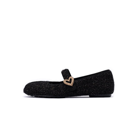 Oriental Split Toe Mary Jane Flats – Crystal Heart Knit Ballet Shoes