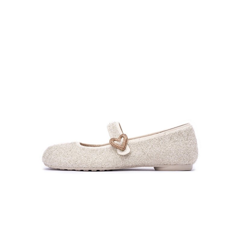 Oriental Split Toe Mary Jane Flats – Crystal Heart Knit Ballet Shoes
