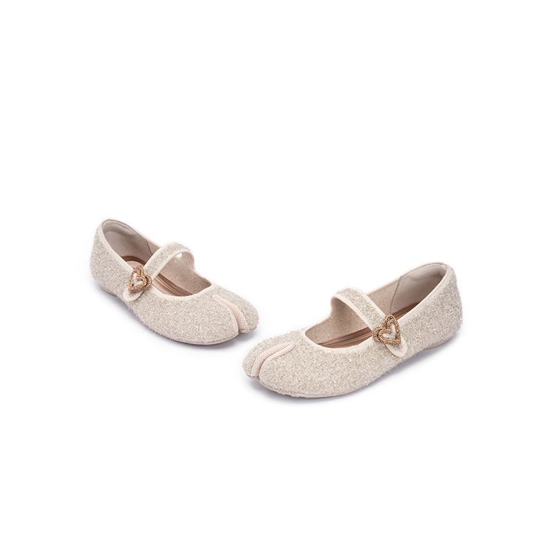 Oriental Split Toe Mary Jane Flats – Crystal Heart Knit Ballet Shoes