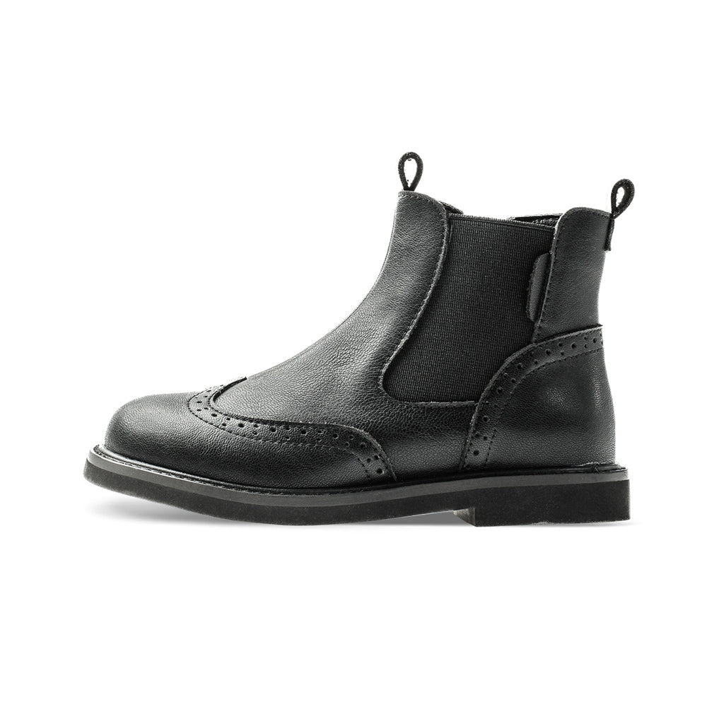 outdoor adventurer kids black leather boots all black 1
