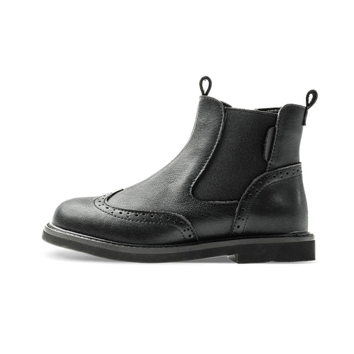 outdoor adventurer kids black leather boots all black 1