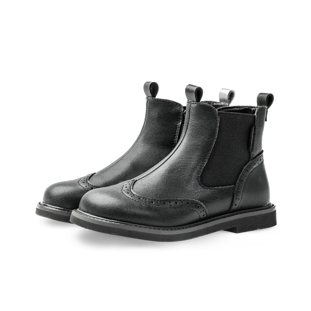 outdoor adventurer kids black leather boots all black 3