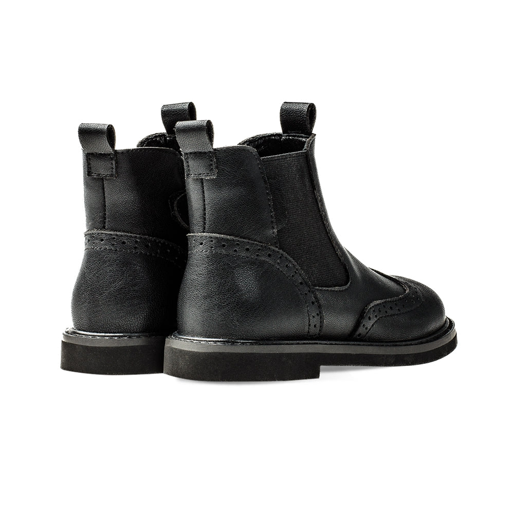 outdoor adventurer kids black leather boots all black 4