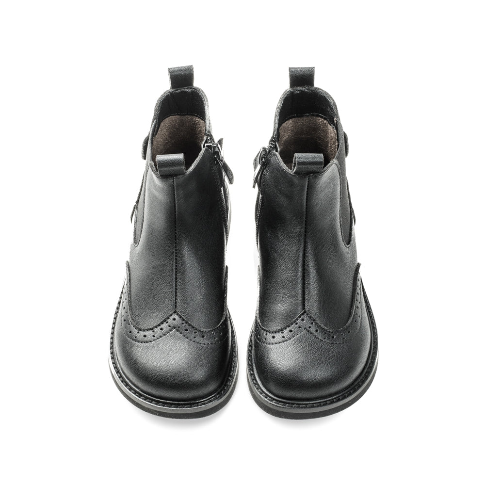 outdoor adventurer kids black leather boots all black 5