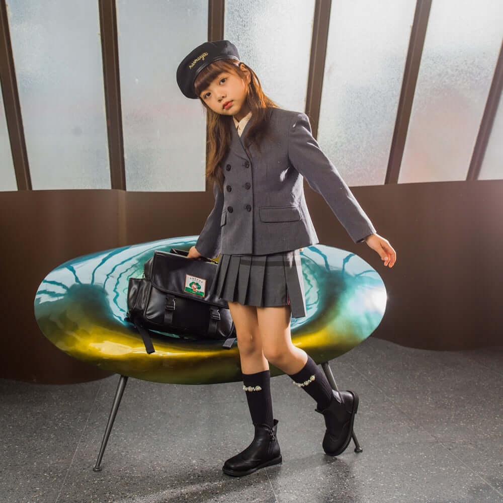 outdoor adventurer kids black leather boots all black 7