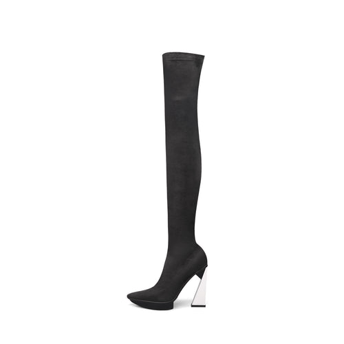 over the knee stretch boots all black 1