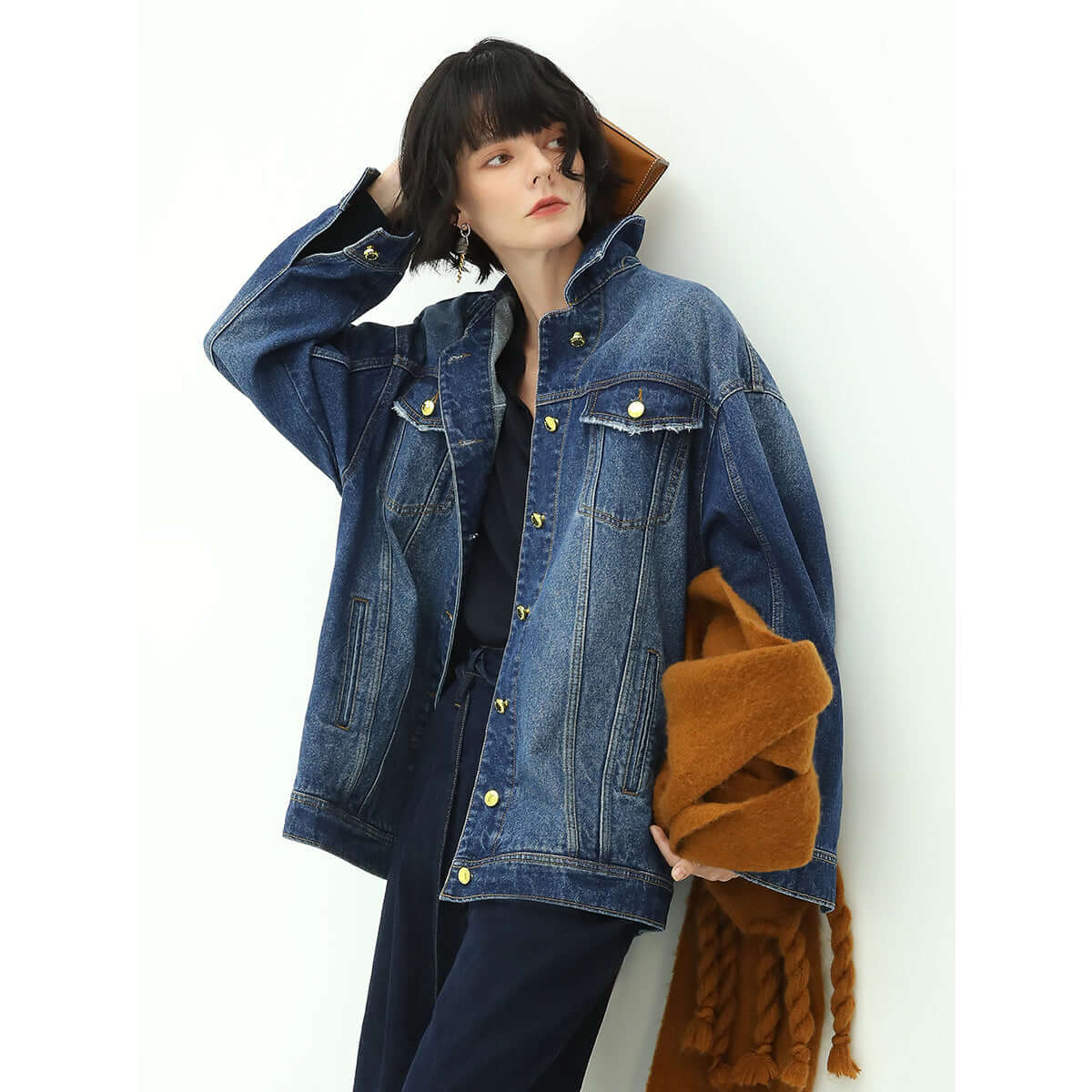 oversized blue boyfriend denim jacket all blue 2