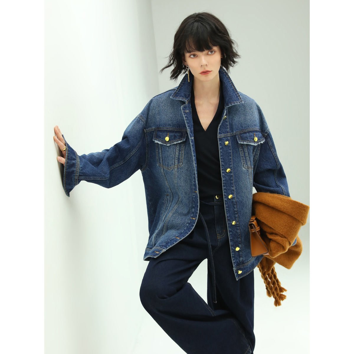 oversized blue boyfriend denim jacket all blue 3