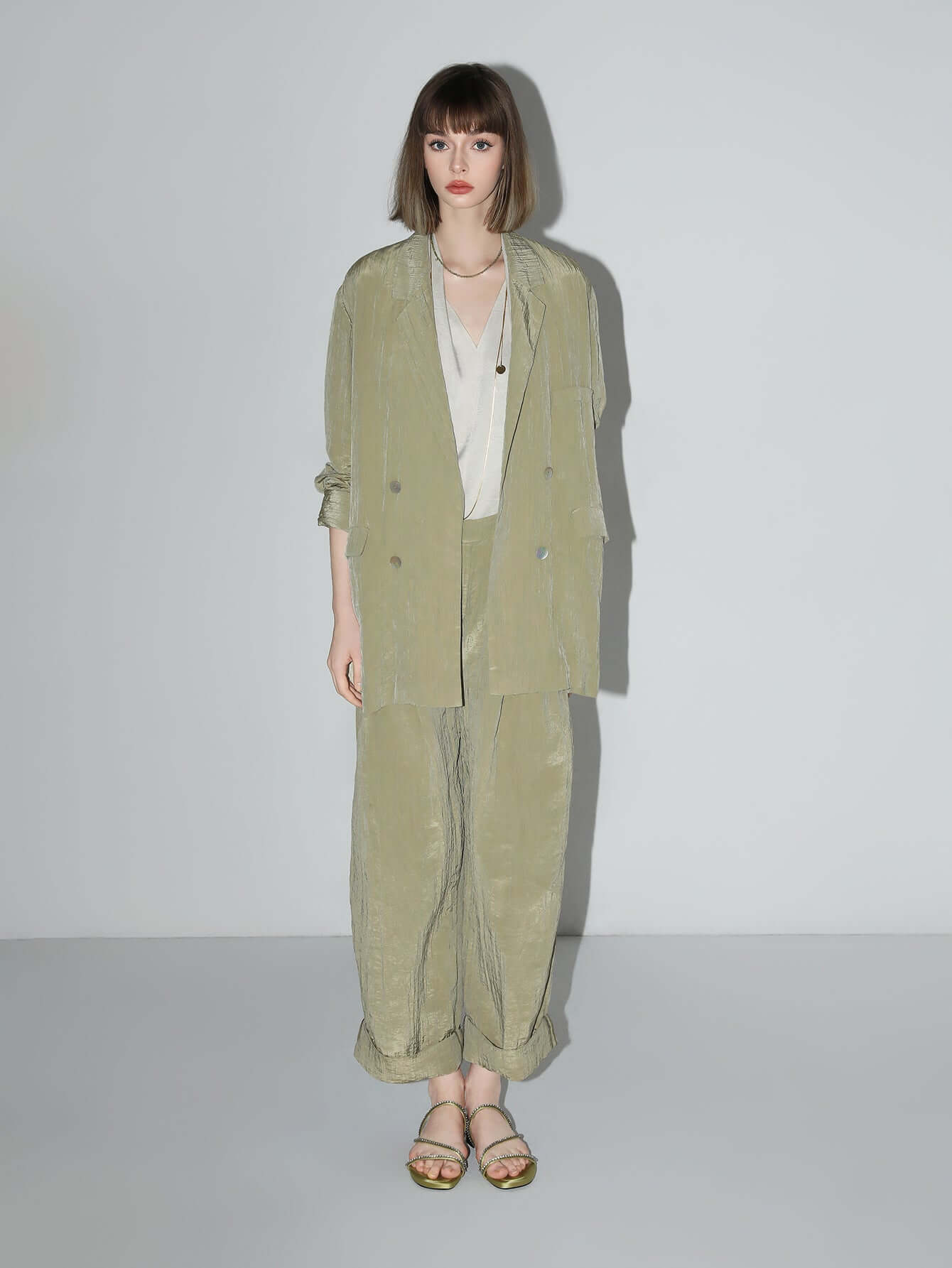 oversized double breasted avocado green power blazer all avocado 2