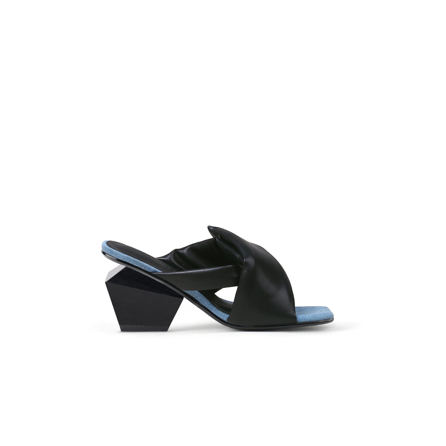 padded wrap open toe mules all black 3
