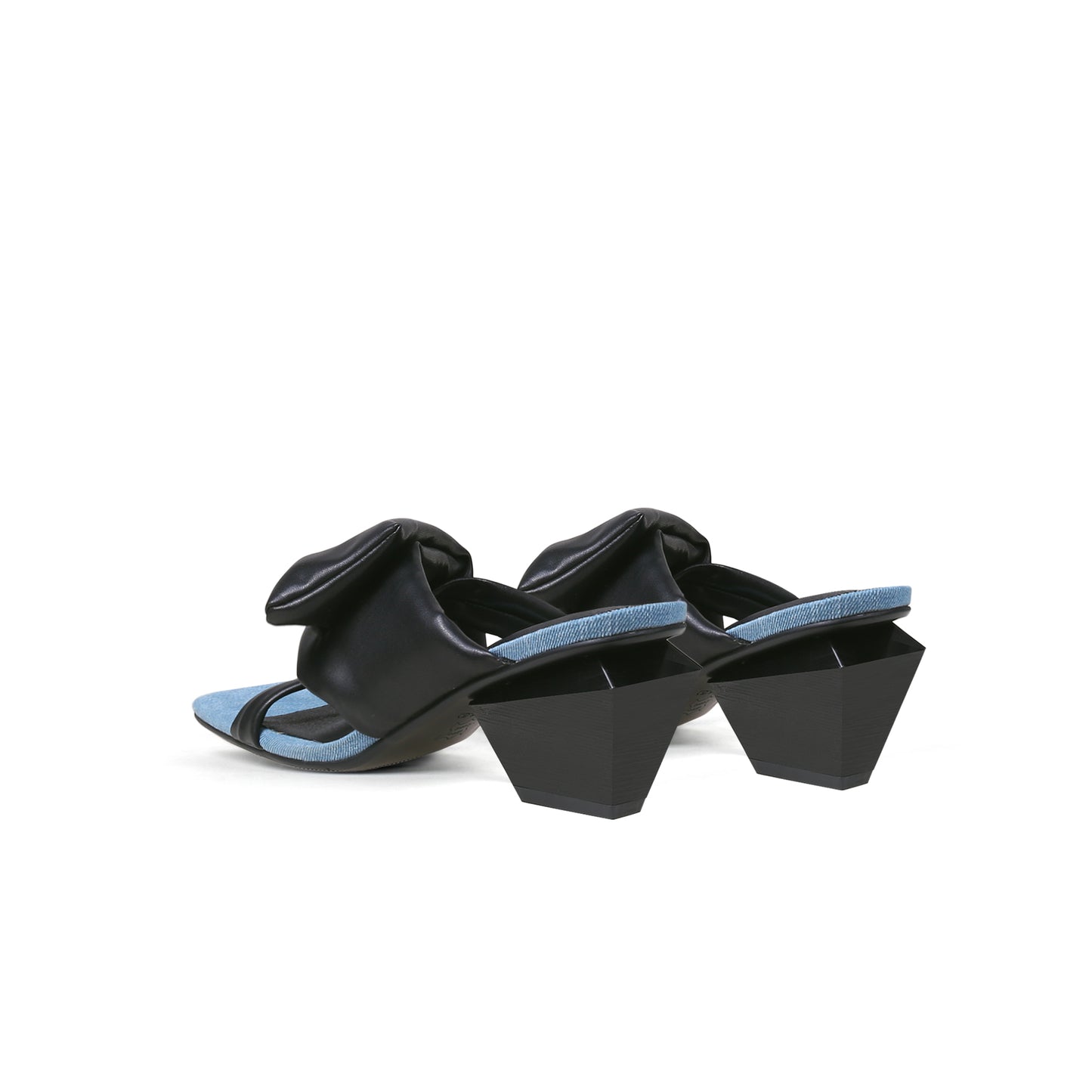 padded wrap open toe mules all black 5