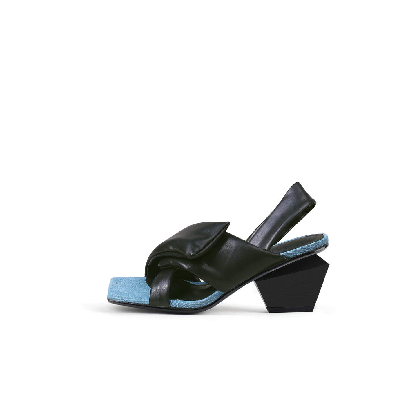 padded wrap slingback mules all black 1