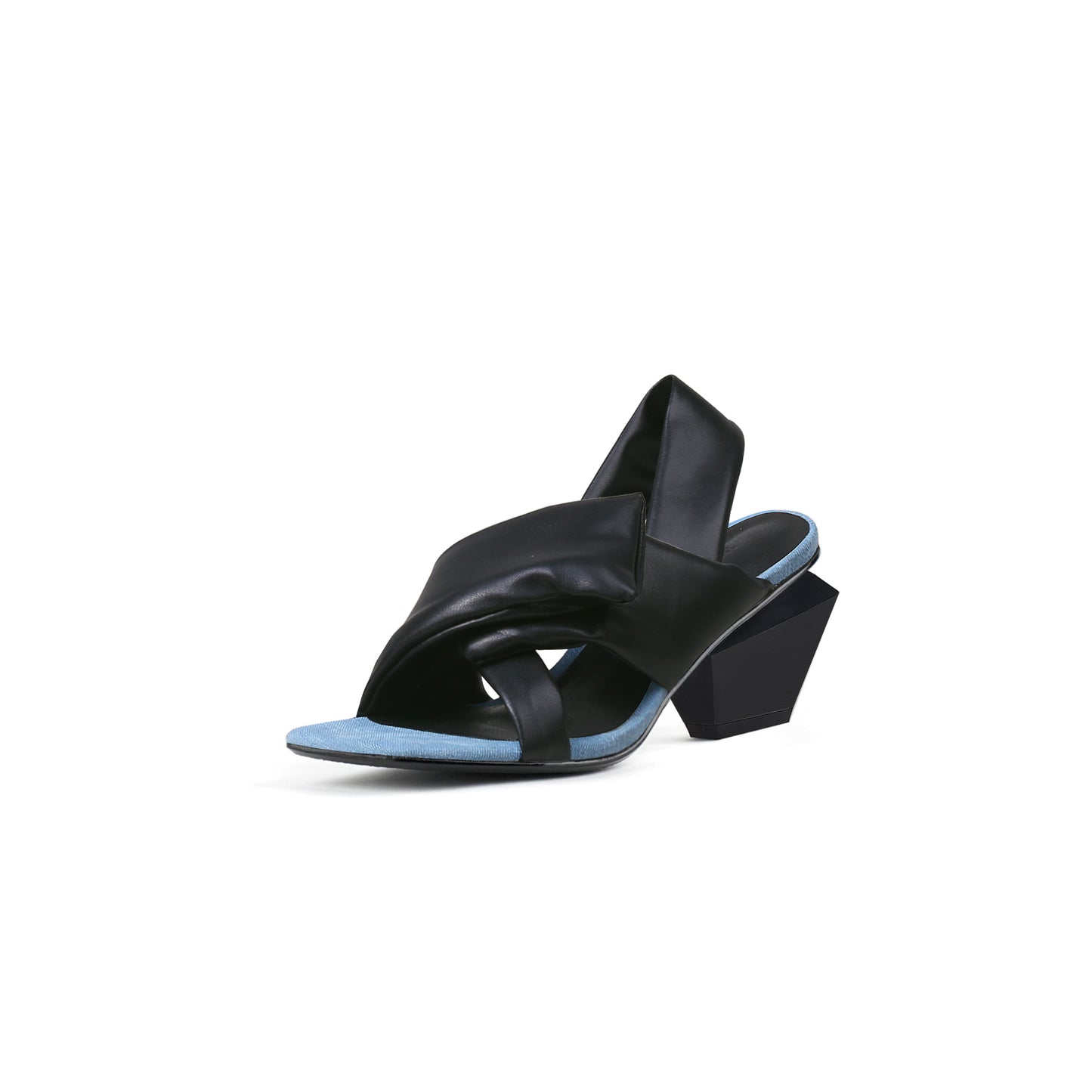 padded wrap slingback mules all black 2