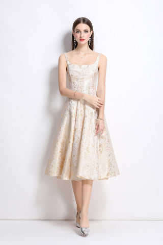 Paloma Slim Fit Jacquard Midi Dress