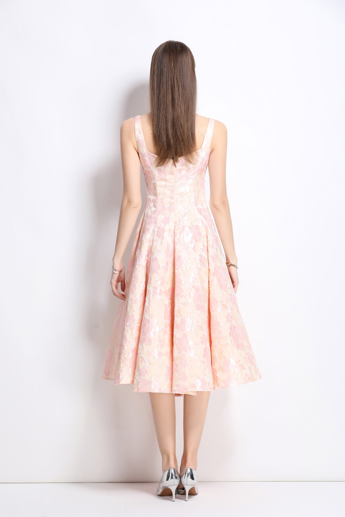 paloma slim fit jacquard midi dress all coral 4