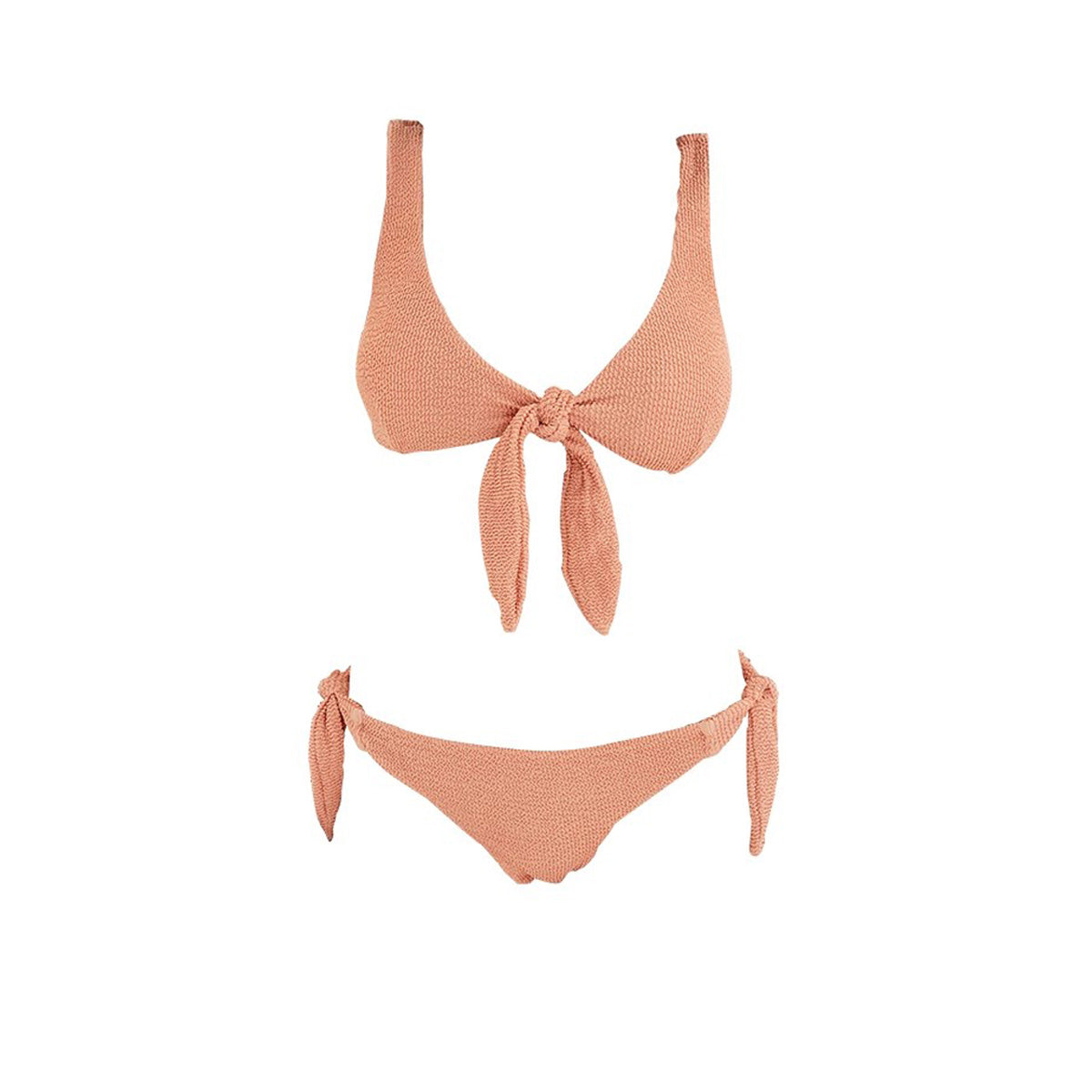 pastel collection coral orange 2 piece bikini with ribbon accents all coral 4