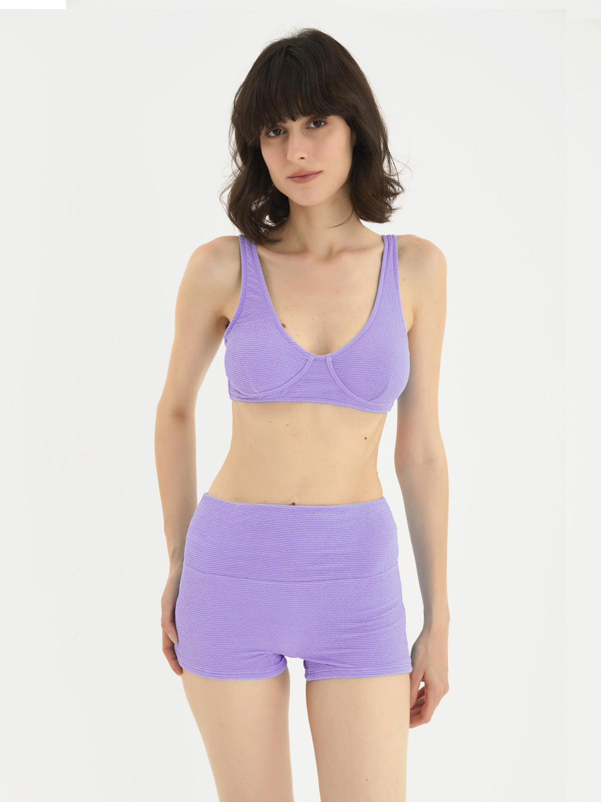 pastel collection two piece bikini with boyleg shorts all lilac 1