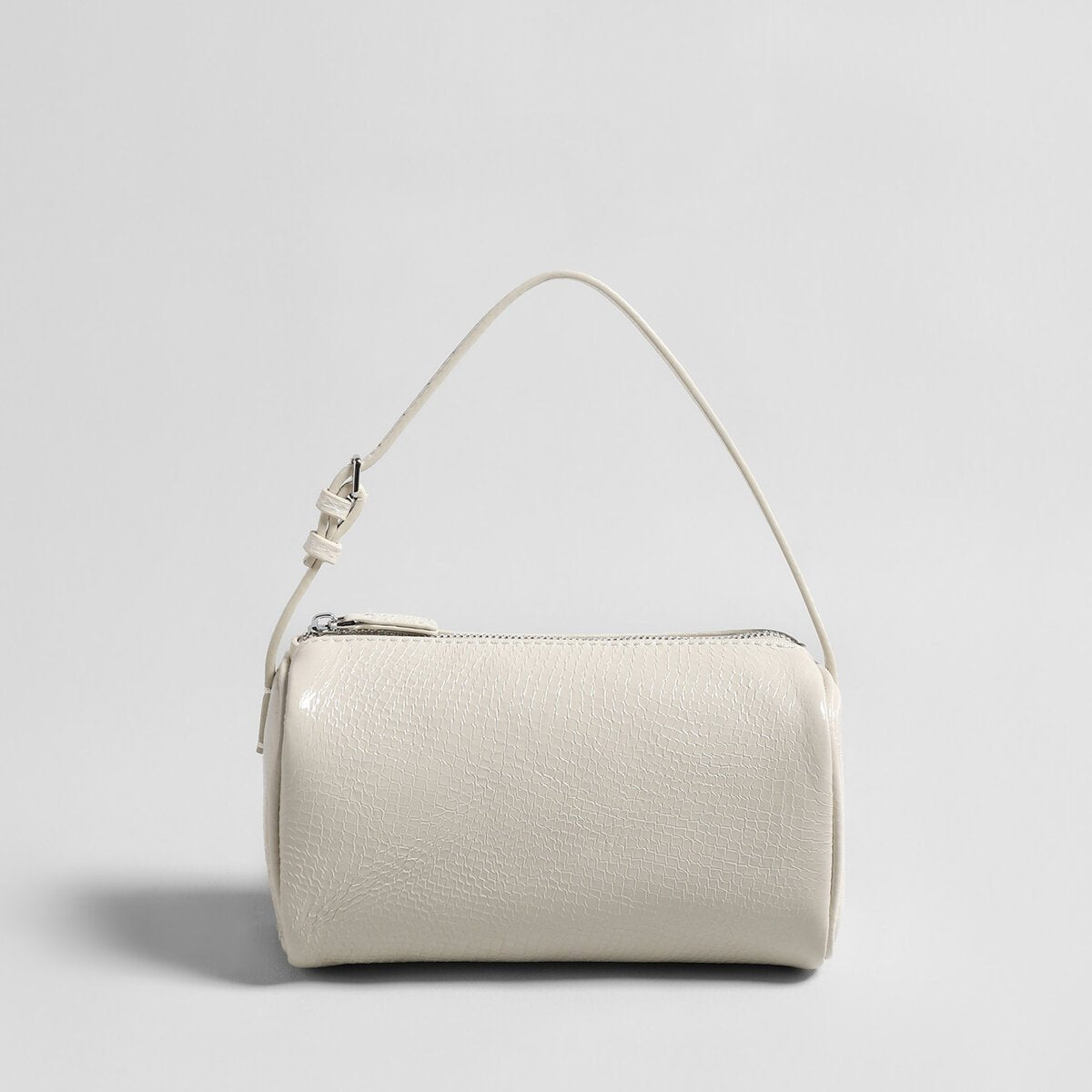 Patent Embossed Calfskin Cylinder Bag – Glossy Barrel Shoulder Crossbody