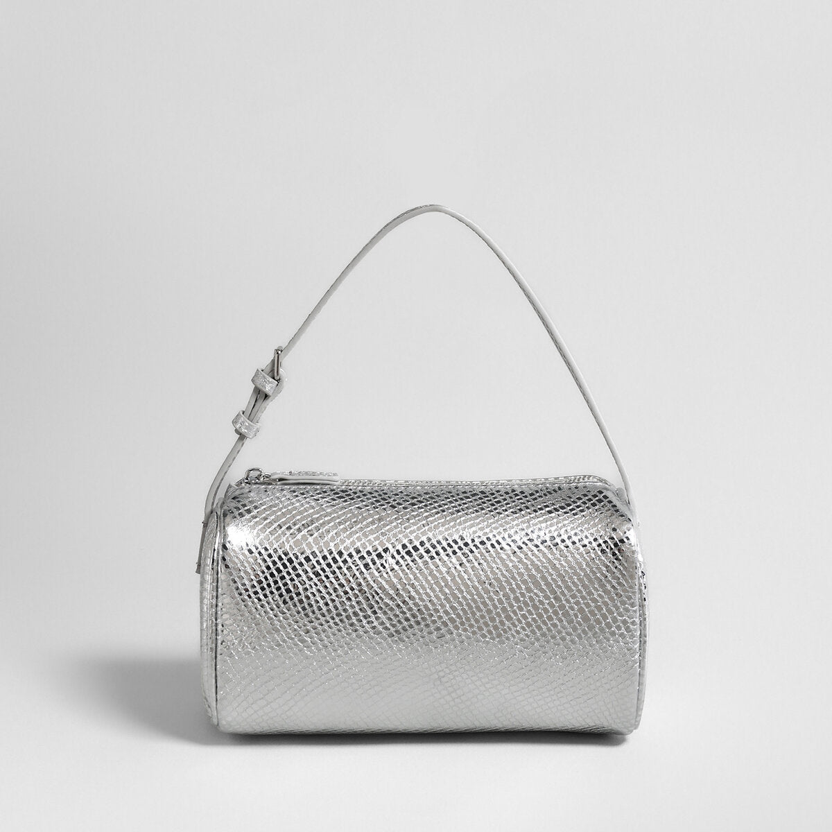Patent Embossed Calfskin Cylinder Bag – Glossy Barrel Shoulder Crossbody