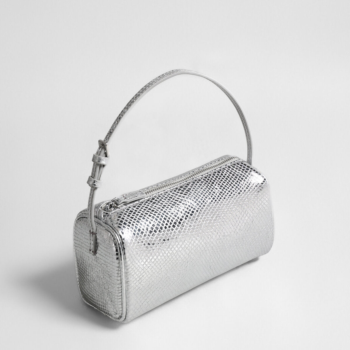 Patent Embossed Calfskin Cylinder Bag – Glossy Barrel Shoulder Crossbody