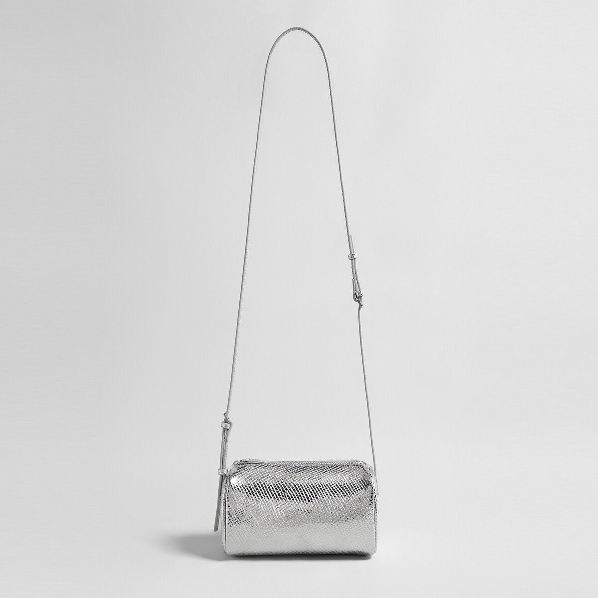 Patent Embossed Calfskin Cylinder Bag – Glossy Barrel Shoulder Crossbody