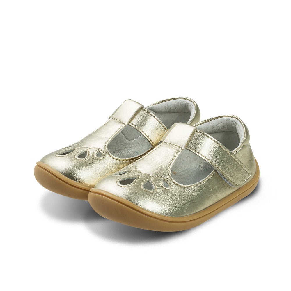 peacock dottie pre walker baby girl mary jane shoes all gold 3