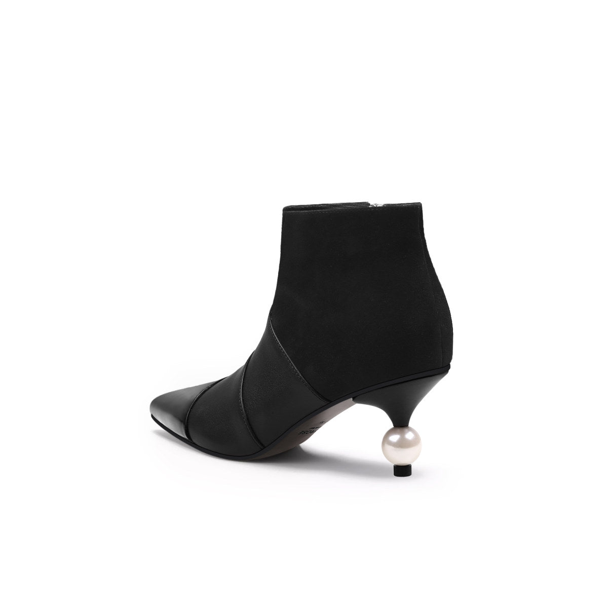 pearl kitten heel boots all black 4
