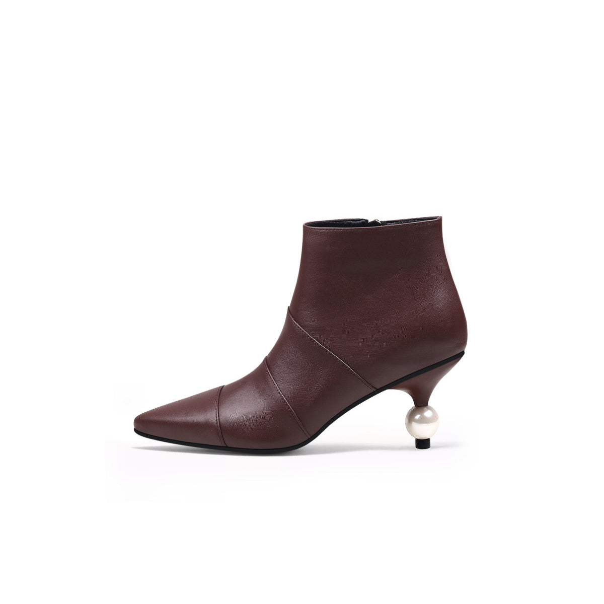 pearl kitten heel boots all brown 1