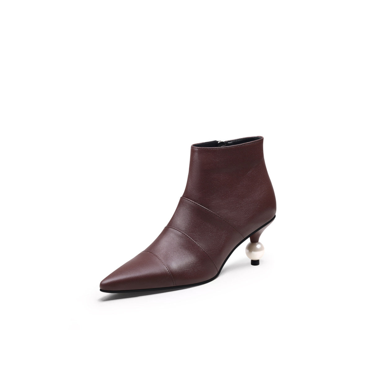 pearl kitten heel boots all brown 2