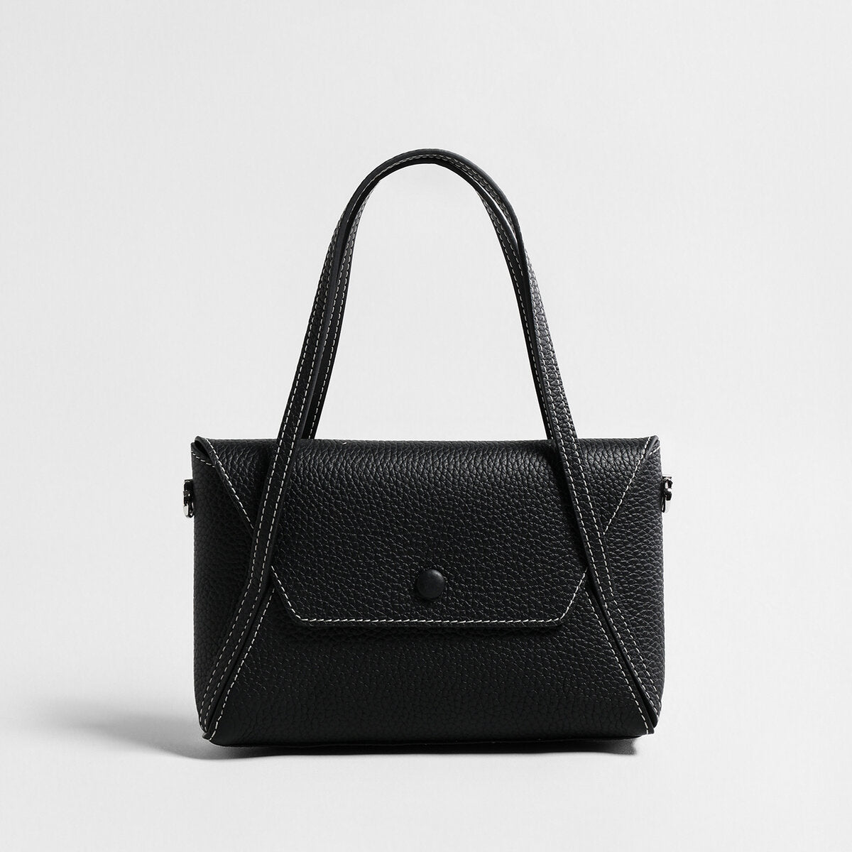 Pebbled Calfskin Geometric Mini Tote – Structured Convertible Crossbody