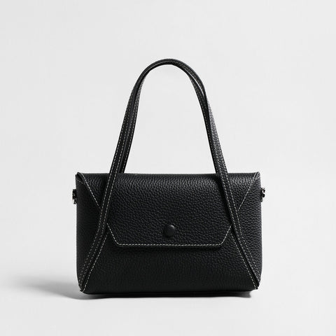 Pebbled Calfskin Geometric Mini Tote – Structured Convertible Crossbody
