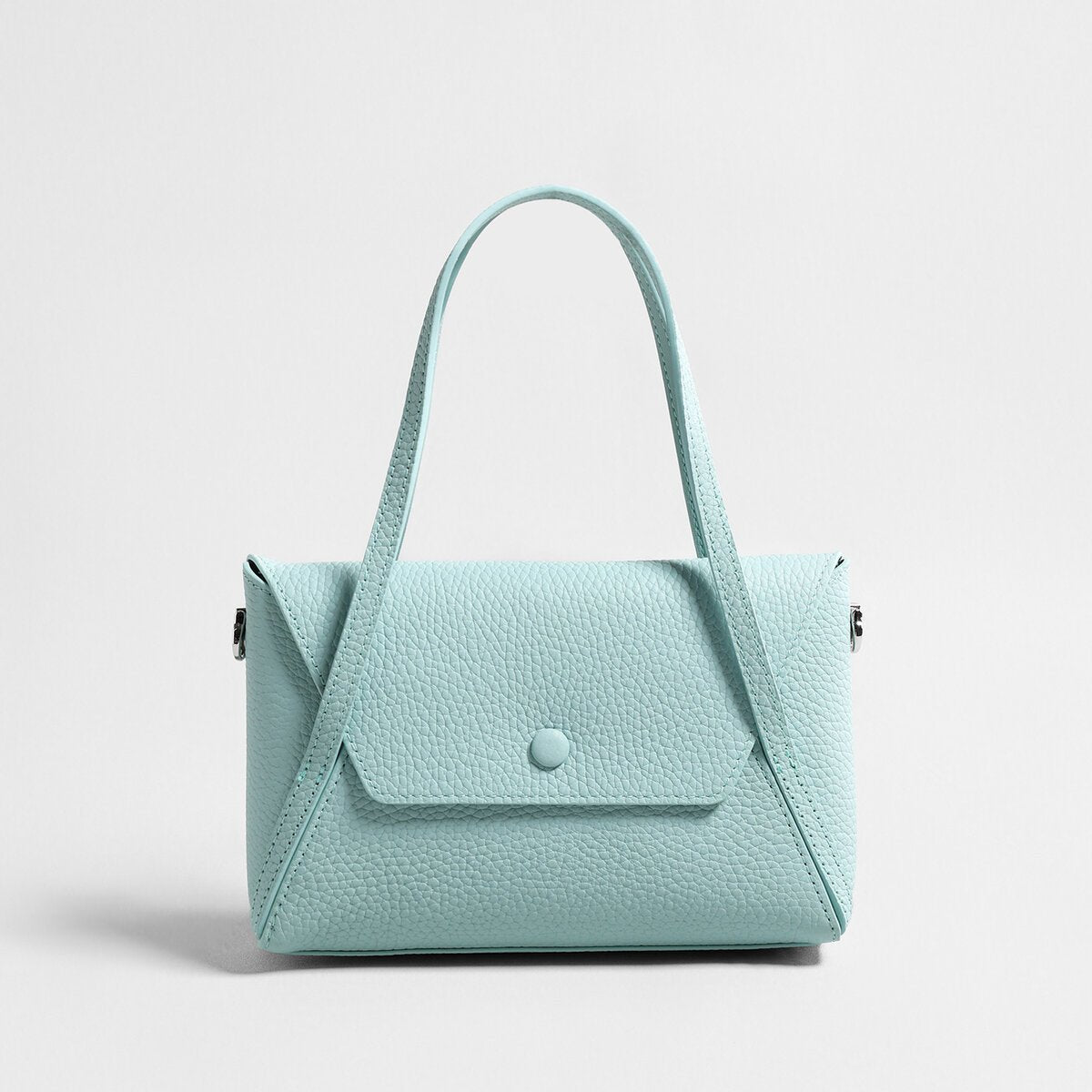 Pebbled Calfskin Geometric Mini Tote – Structured Convertible Crossbody