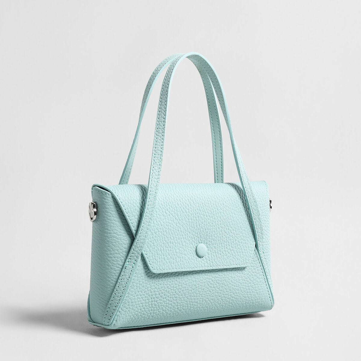 Pebbled Calfskin Geometric Mini Tote – Structured Convertible Crossbody