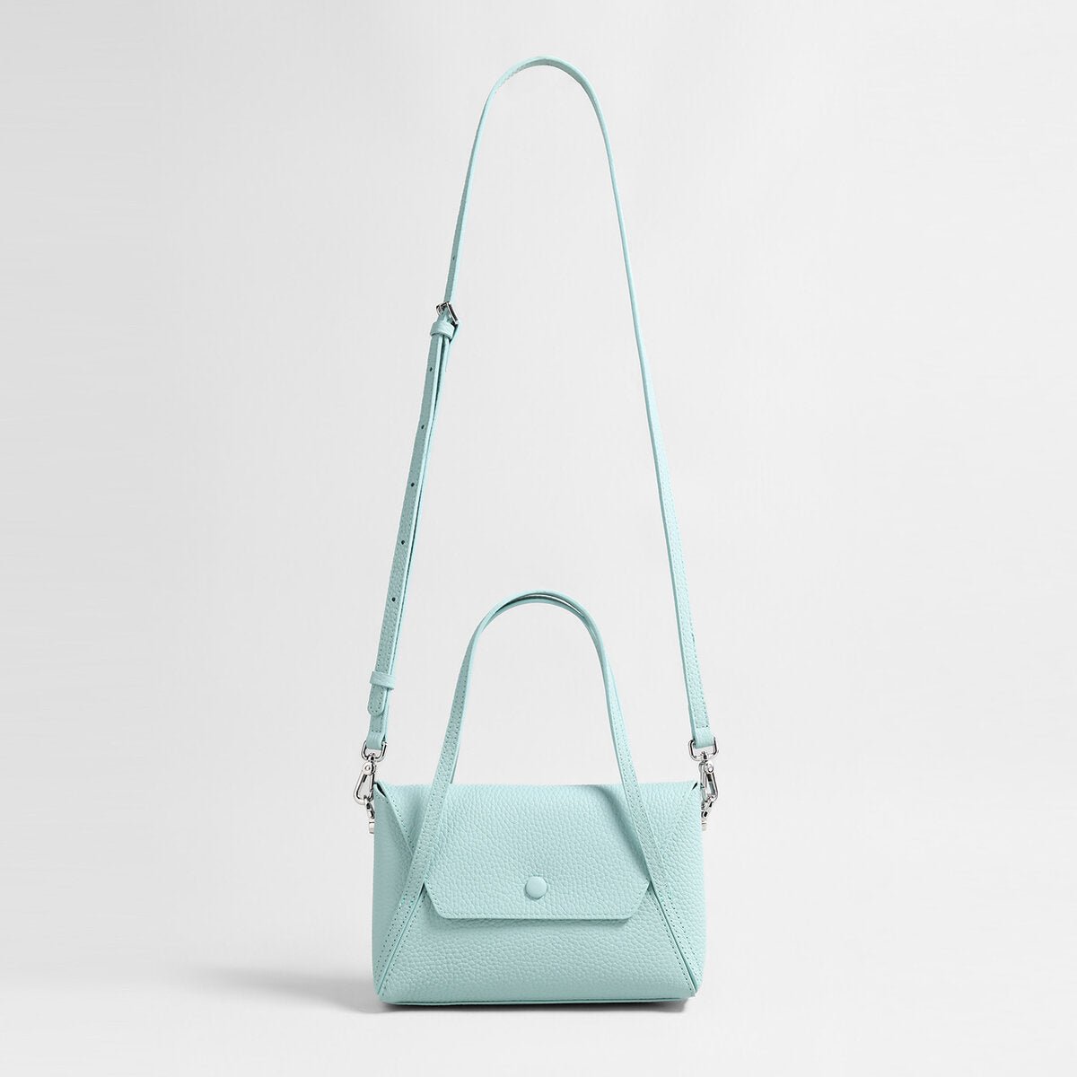 Pebbled Calfskin Geometric Mini Tote – Structured Convertible Crossbody