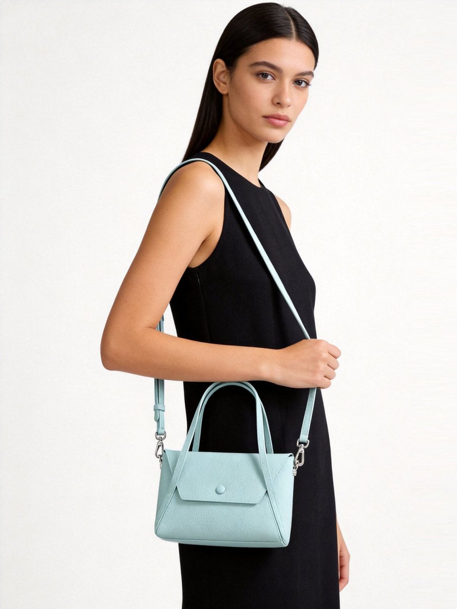 Pebbled Calfskin Geometric Mini Tote – Structured Convertible Crossbody