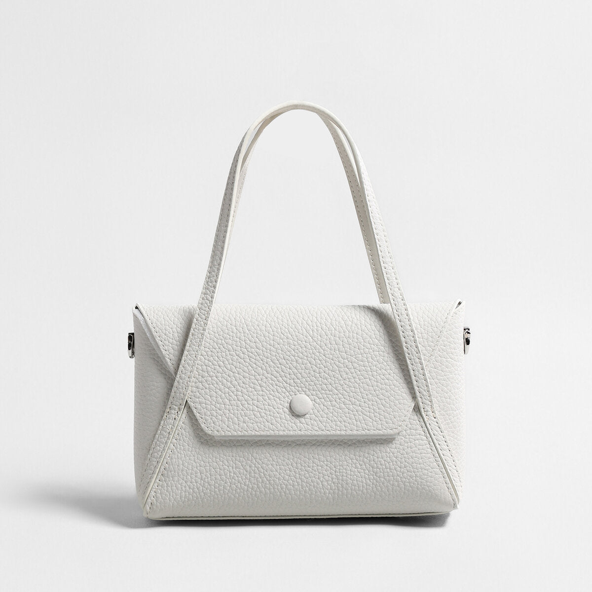 Pebbled Calfskin Geometric Mini Tote – Structured Convertible Crossbody