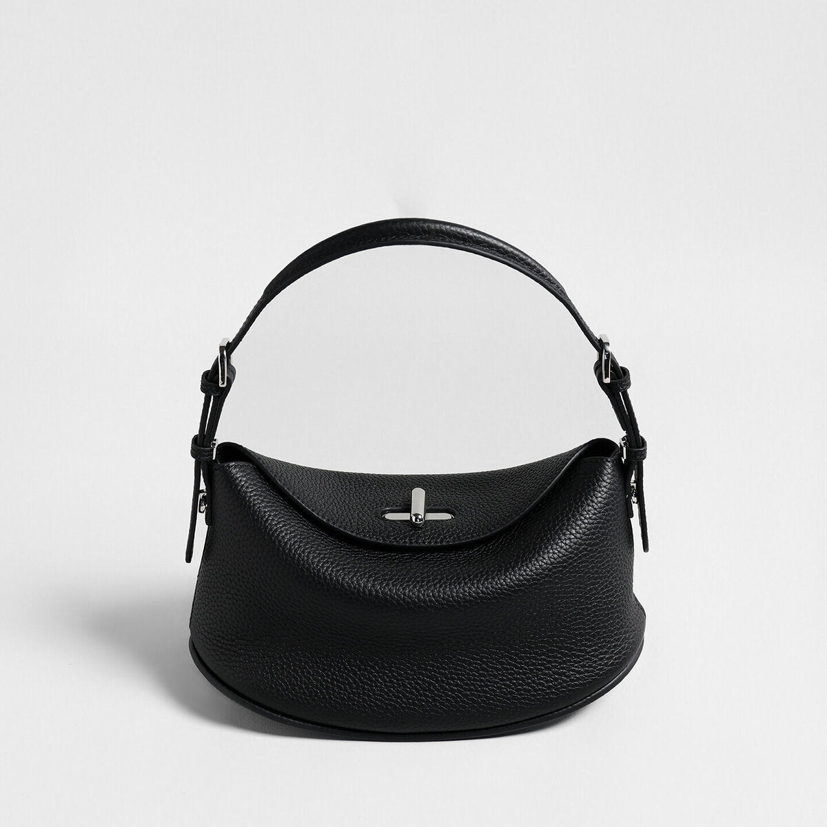 Pebbled Calfskin Half-Moon Hobo – Convertible Crescent Shoulder Crossbody