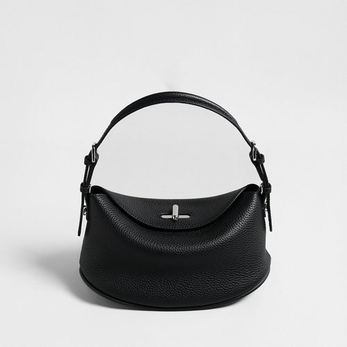 Pebbled Calfskin Half-Moon Hobo – Convertible Crescent Shoulder Crossbody