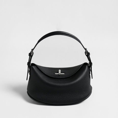 Pebbled Calfskin Half-Moon Hobo – Convertible Crescent Shoulder Crossbody