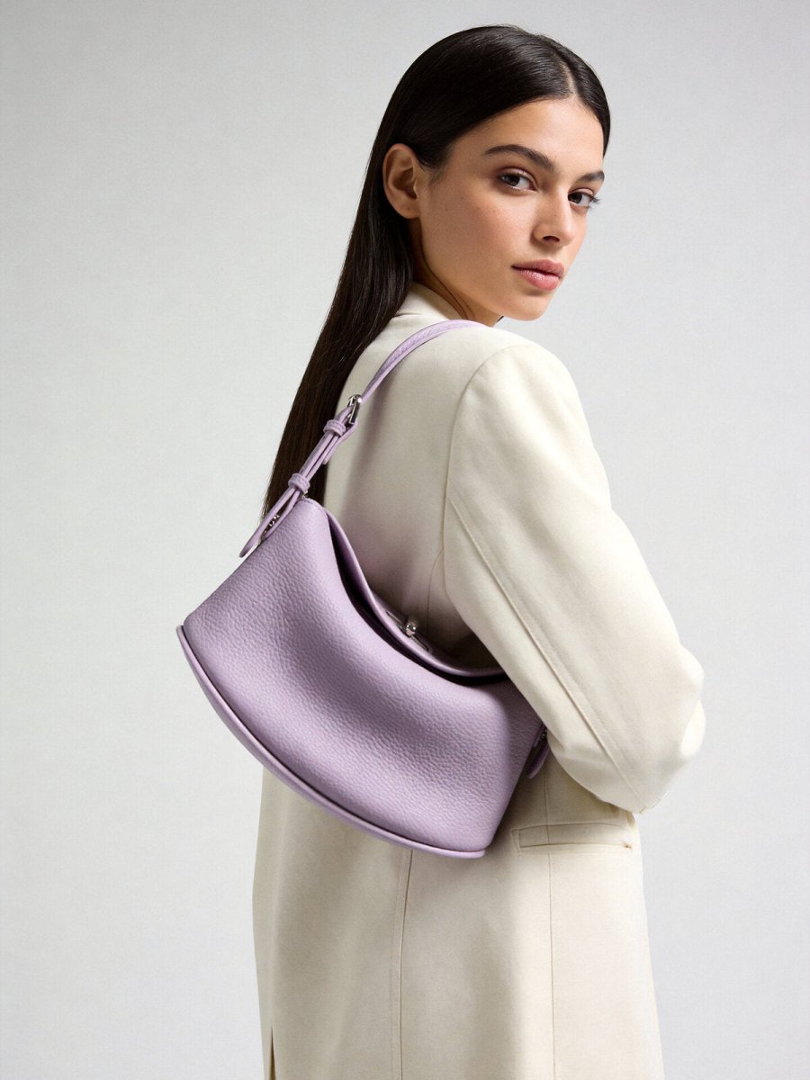 Pebbled Calfskin Half-Moon Hobo – Convertible Crescent Shoulder Crossbody